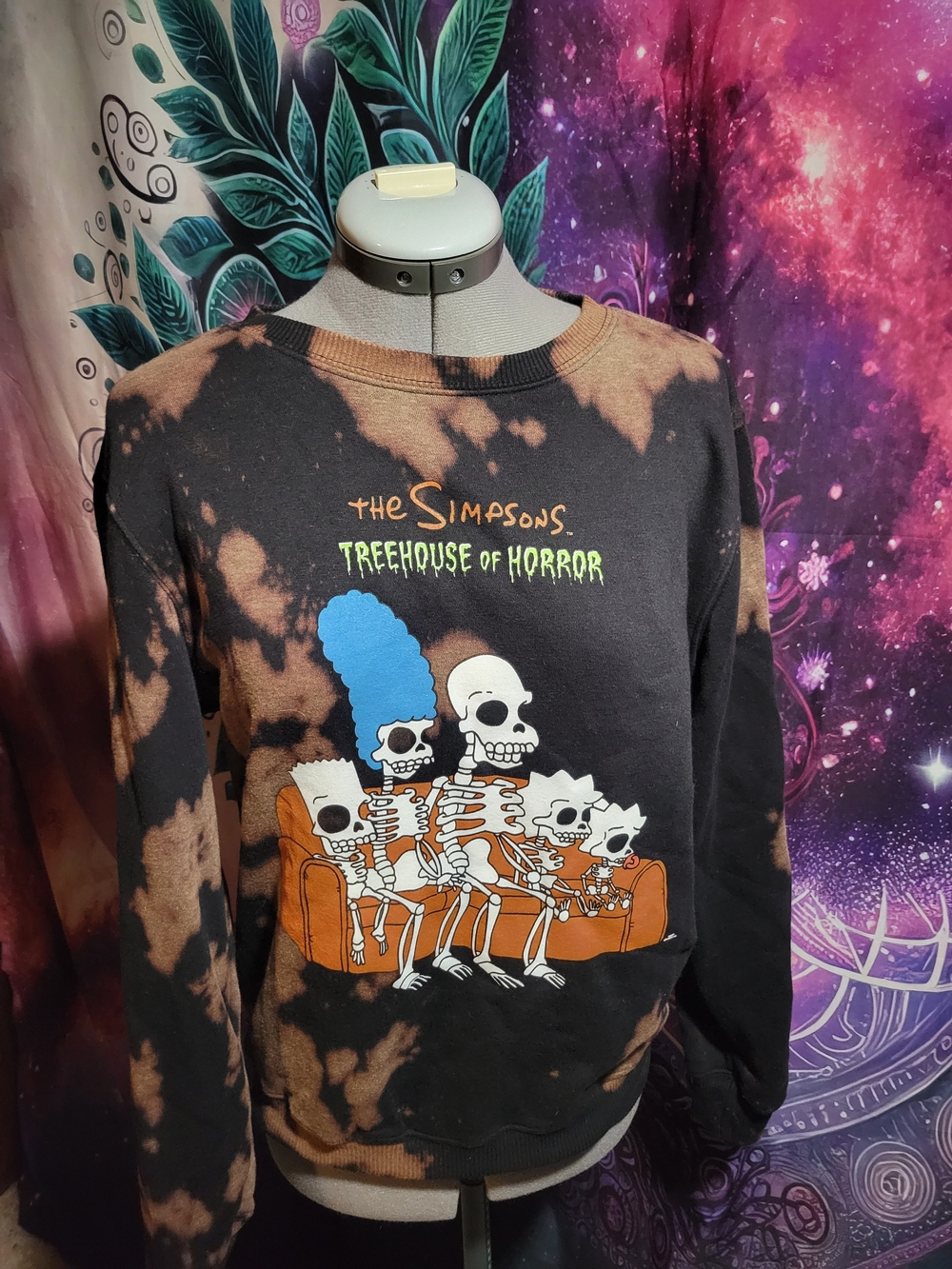 The Simpsons Treehouse of Horror Kids Sweatshirt - Black/Brown Tie-Dye Size S